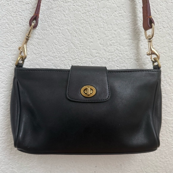 Vintage Y2K COACH 9154 Legacy Demi TurnLock Black Leather Crossbody Bag READ - Picture 8 of 16